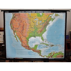 United States and Central America: Physical Wall Map (Large Pull Down Map)